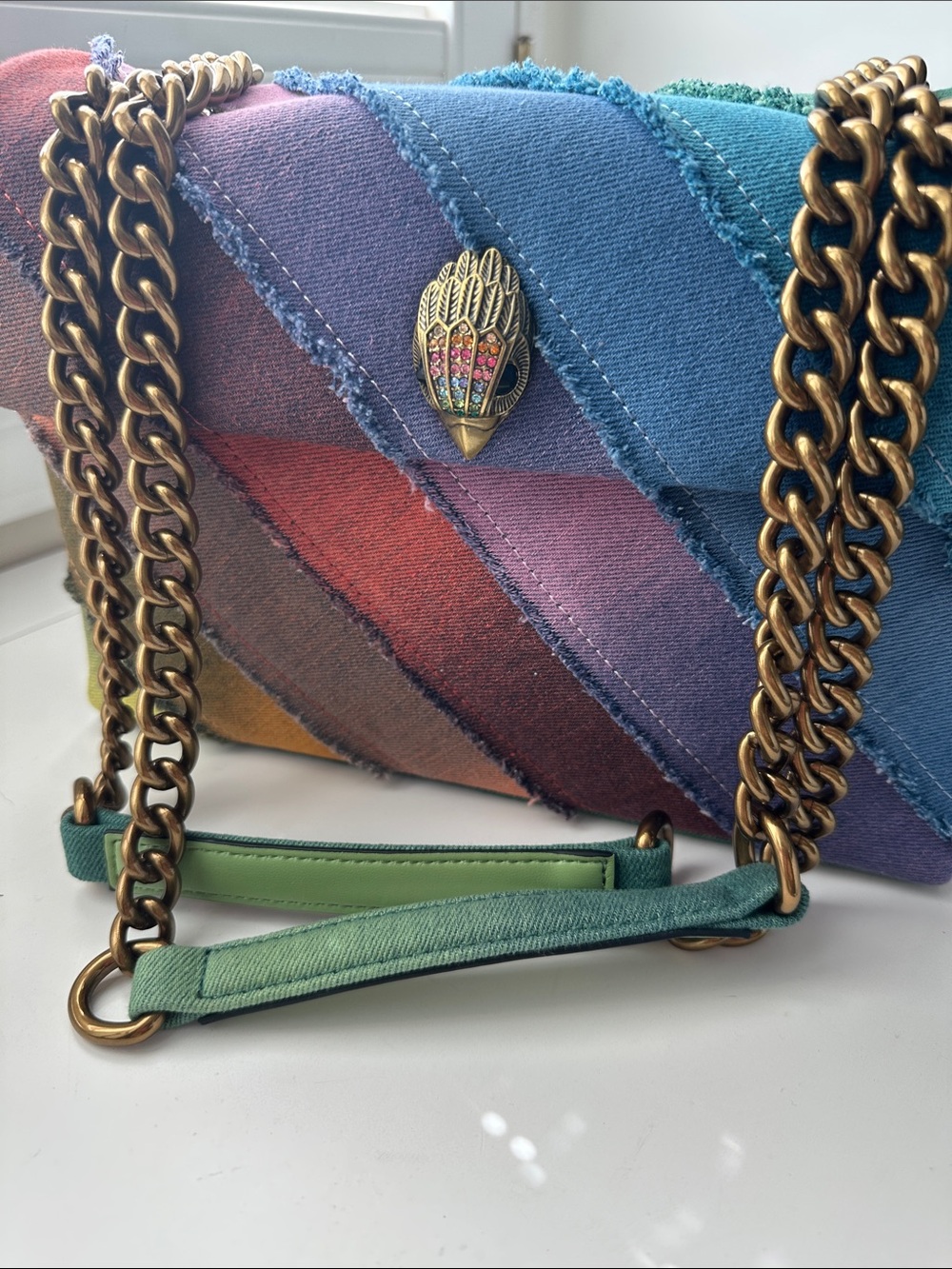 Stunning Kurt Geiger Kensington handbag in multi color denim. - Picture 2 of 13